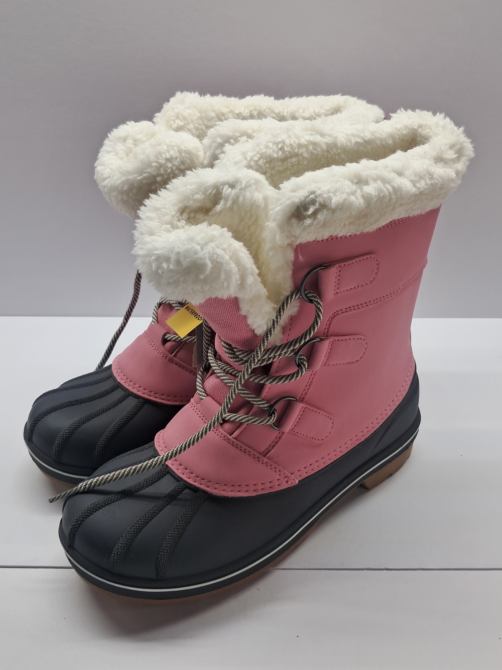 NWT Cat & Jack Kids Winter Snow Boots Pink Black Size 6 Youth Waterproof